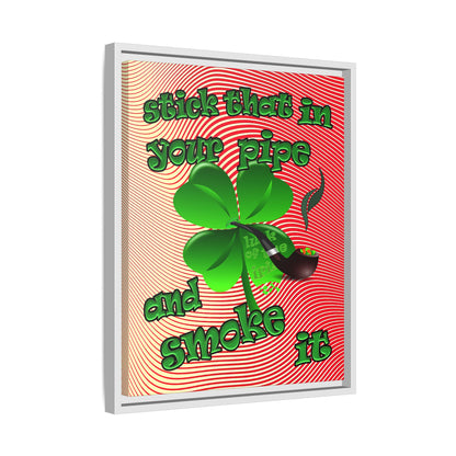 stick that in your pipe and smoke it - framed canvas art (yellow-orange wave)