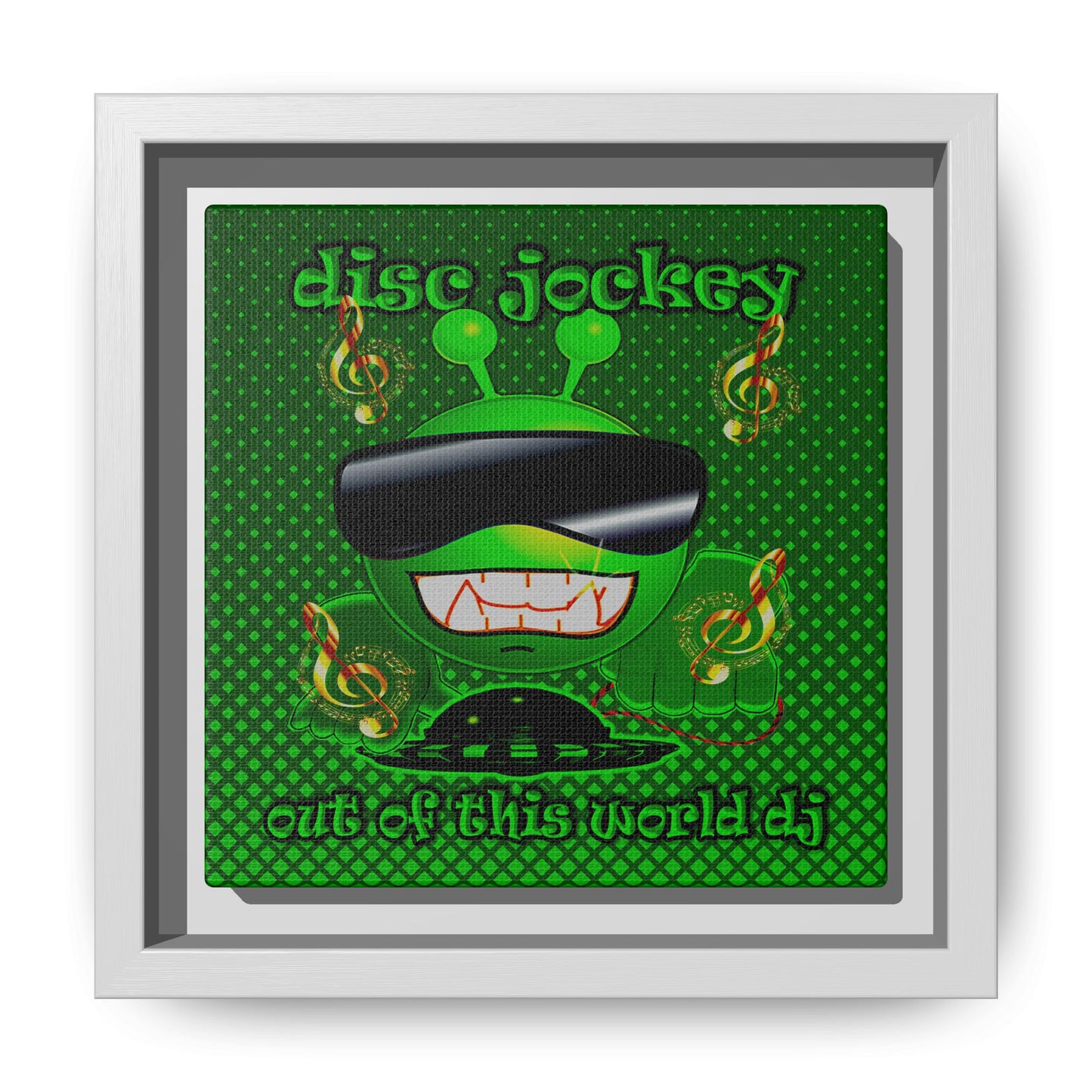 disc jockey - framed canvas art (logo green)