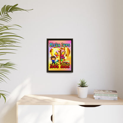 love peace - framed canvas art (color blur)