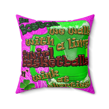 celtics logo - Faux Suede Square Pillow - (pink swirl)