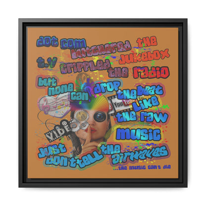 drop the beat - framed canvas art (light brown)