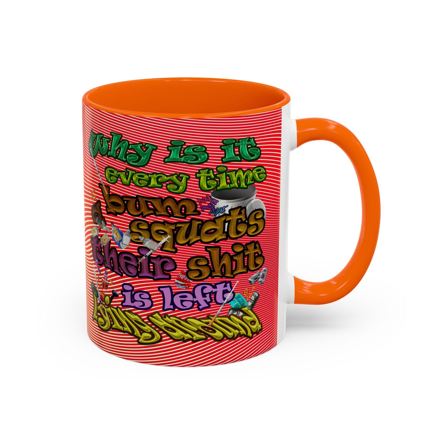 the bum's shit - Accent Mug (yellow-orange wave)