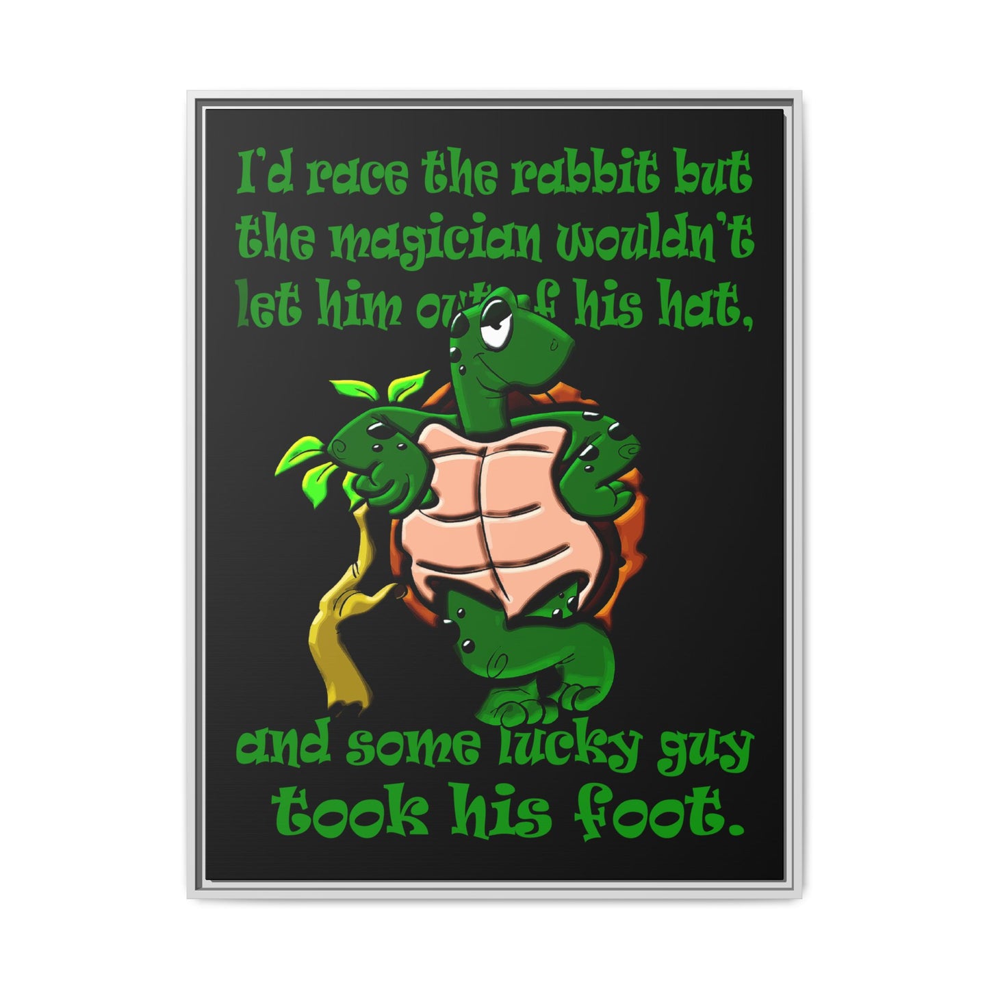 turtle race - framed canvas art (black)