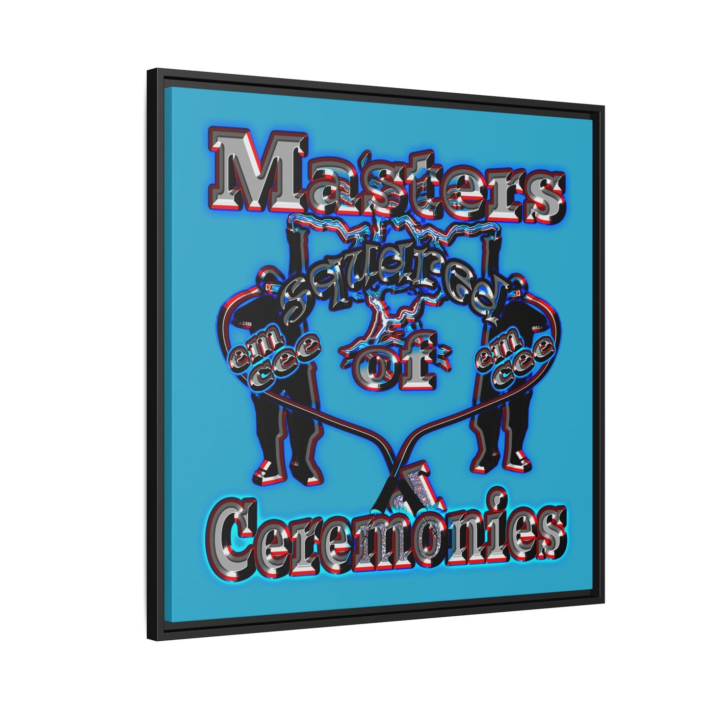 em cee squared - framed canvas art (turquoise)