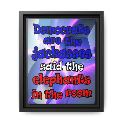 donkeys and elephants - framed canvas art (grey-pink wave)