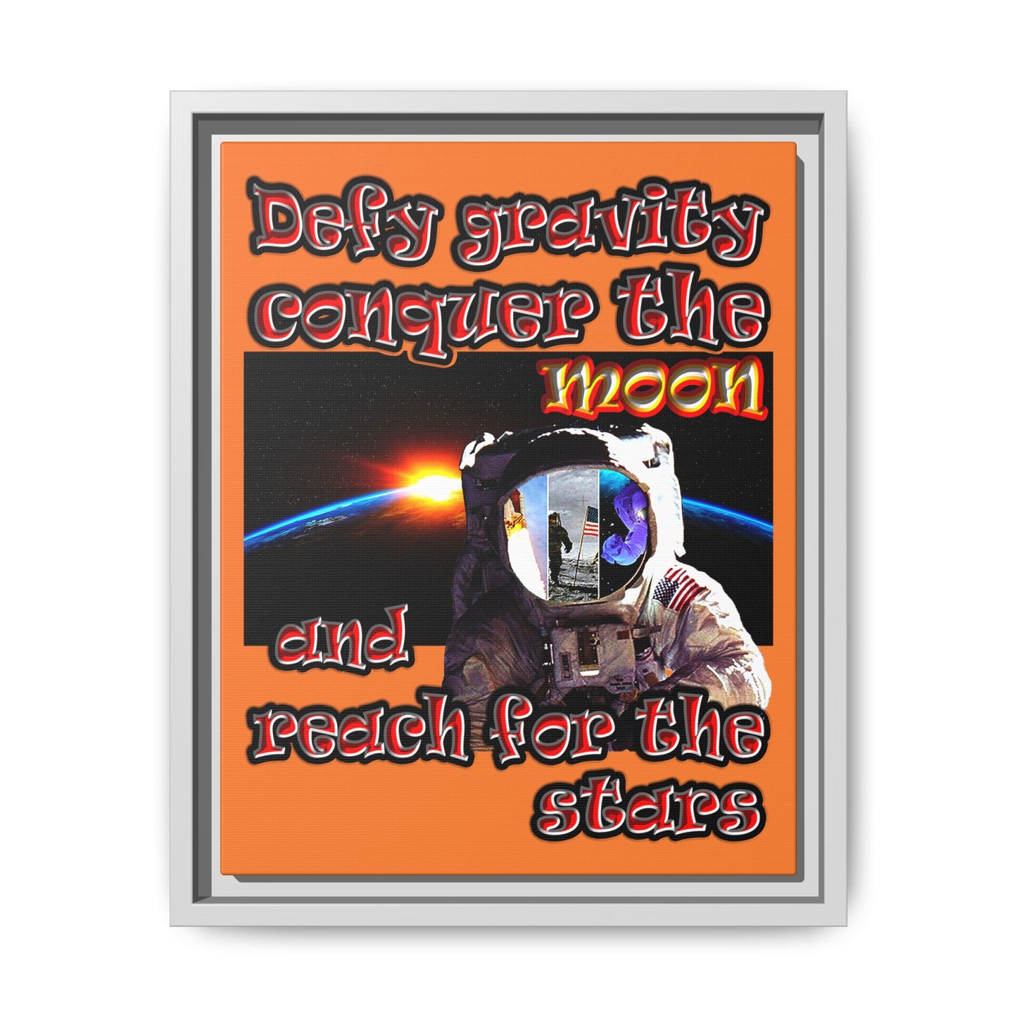 defy conquer reach - framed canvas art (crusta)
