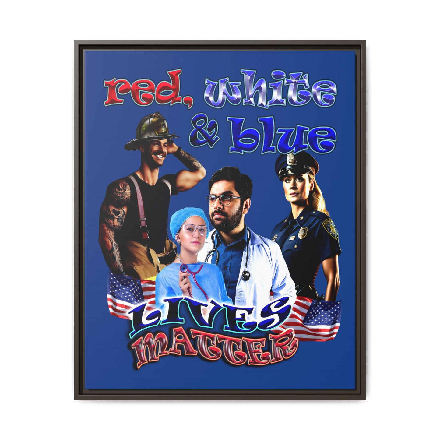 rw&b lives matter - framed canvas art (dark blue)
