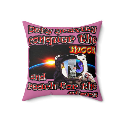 defy conquer reach - Faux Suede Square Pillow - (light pink)