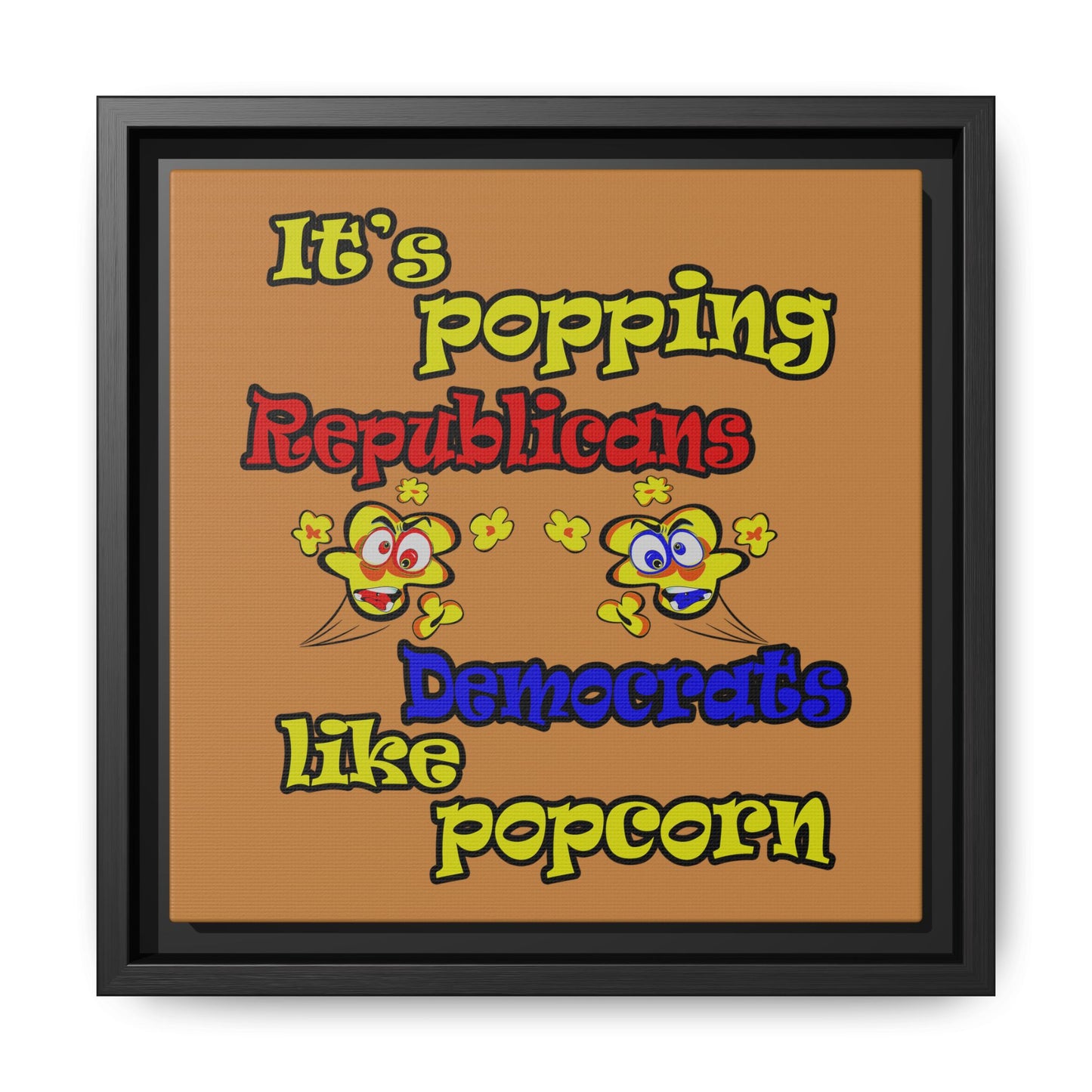 popping like popcorn - framed canvas art (light brown)