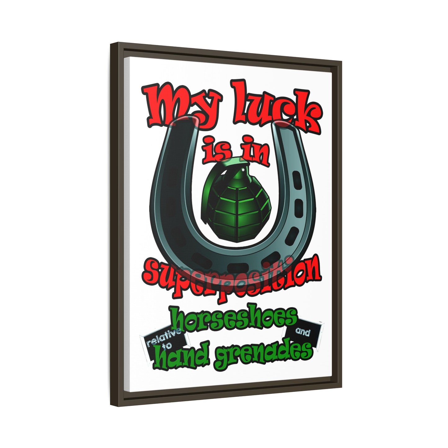 my luck - framed canvas art (white)