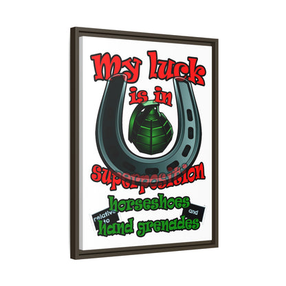 my luck - framed canvas art (white)