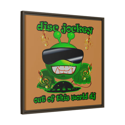 disc jockey - framed canvas art (light brown)