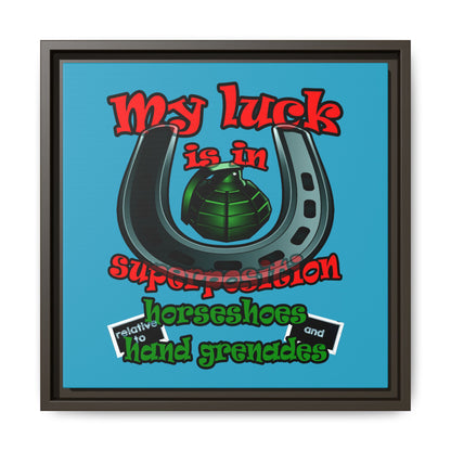 my luck - framed canvas art (turquoise)