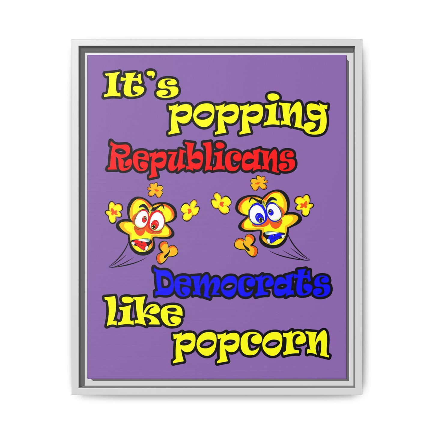 popping like popcorn - framed canvas art (light purple)