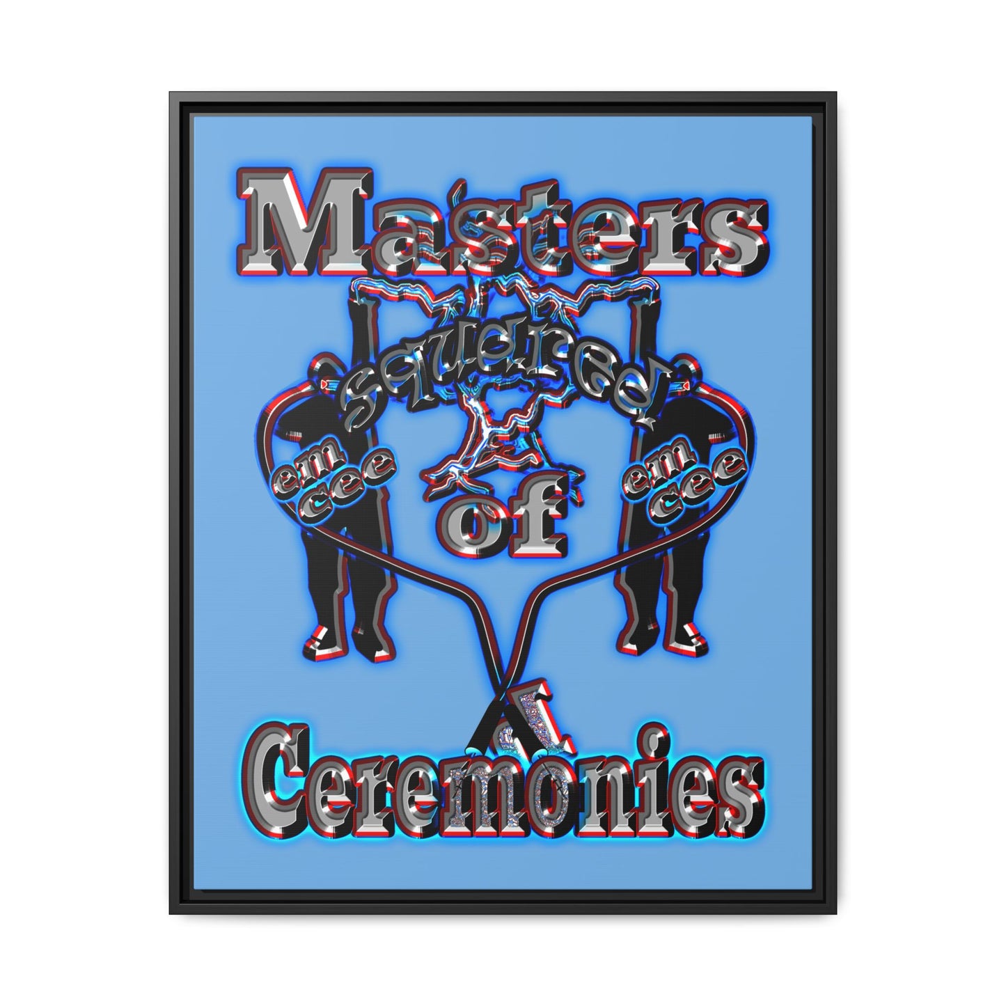 em cee squared - framed canvas art (light blue)