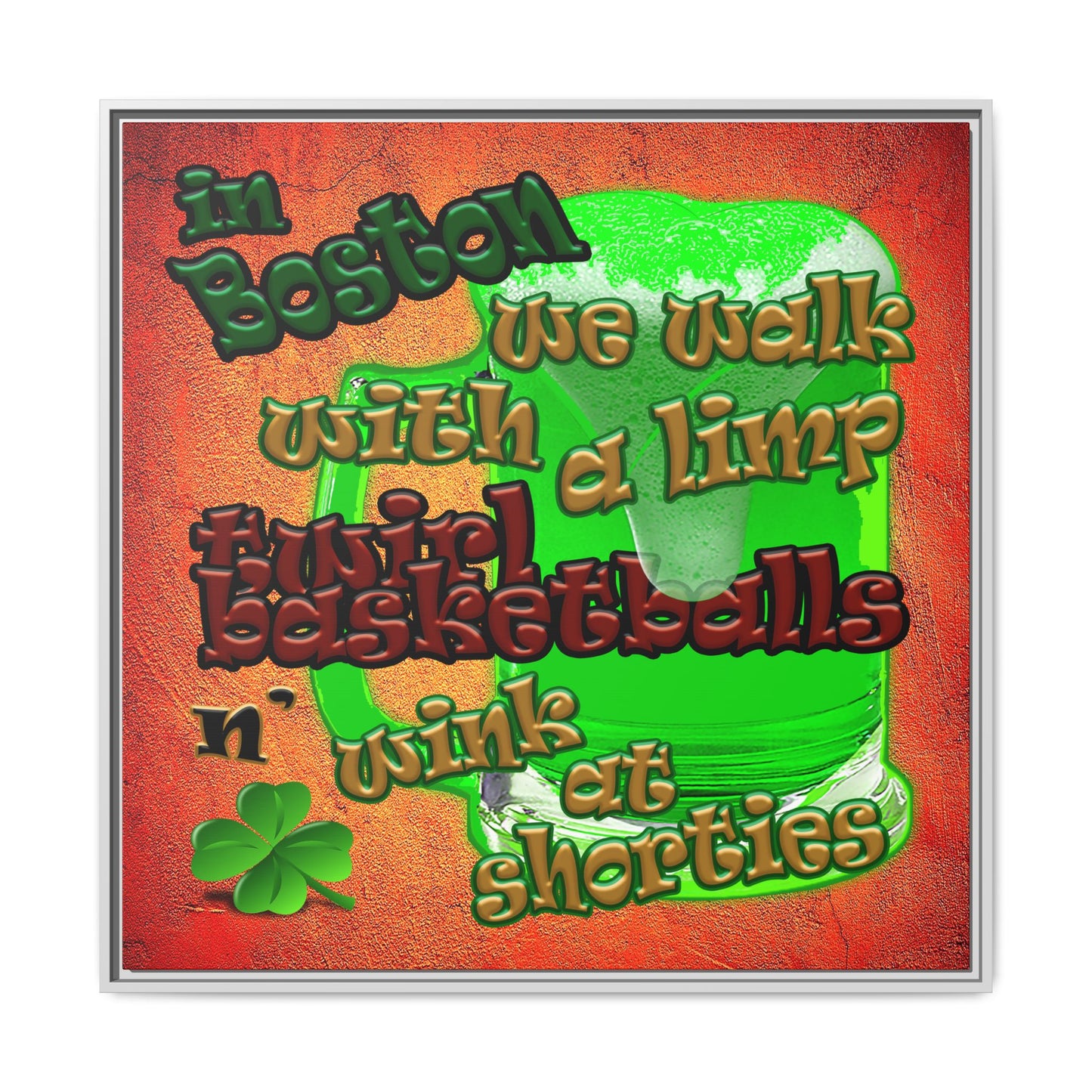 celtics logo - framed canvas art (burnt orange)