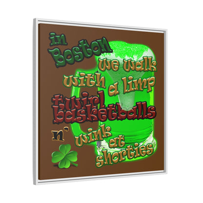 celtics logo - framed canvas art (brown)