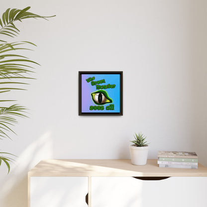 green monster - framed canvas art (light blue-purple wave)