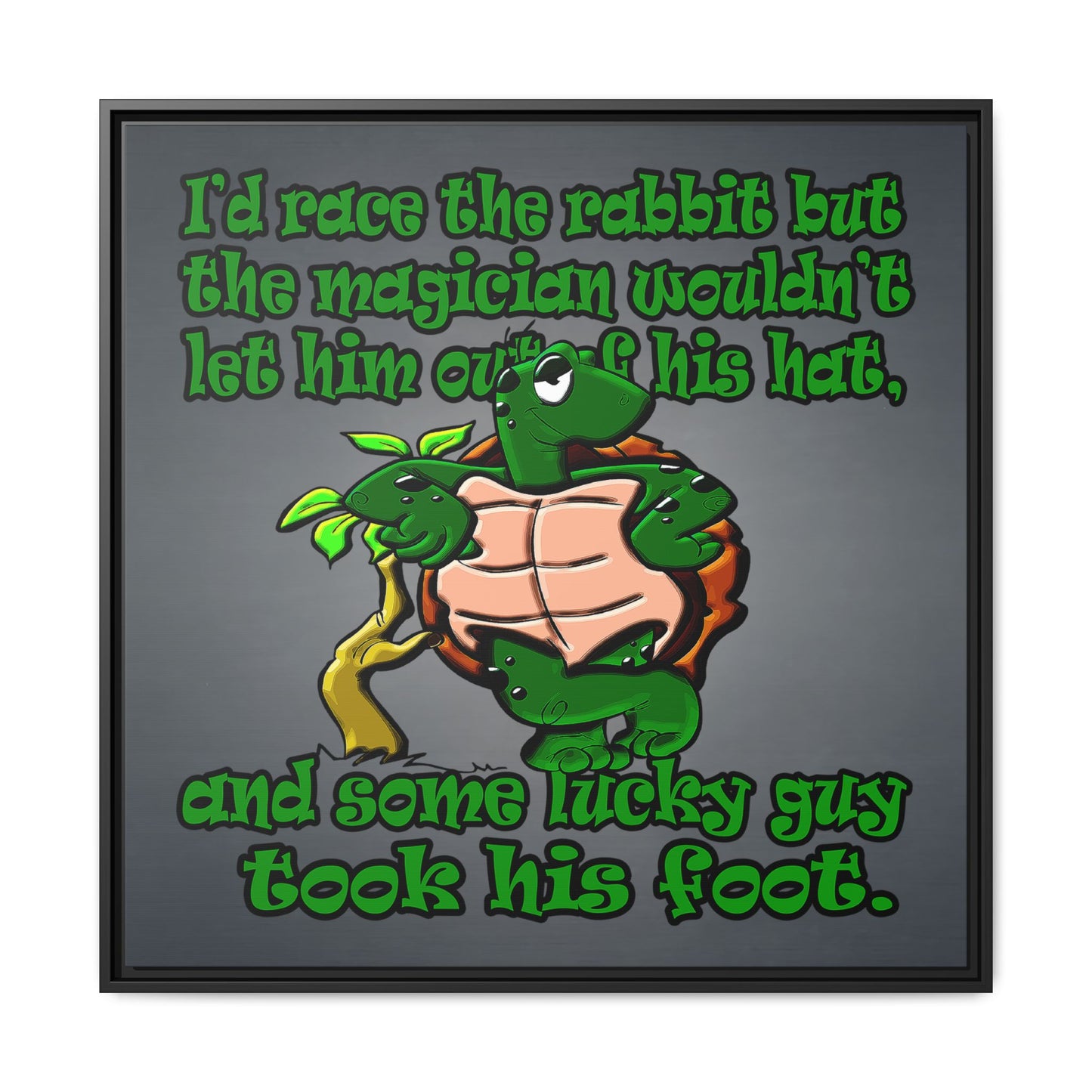 turtle race - framed canvas art (grey-light grey)