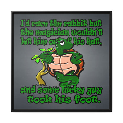 turtle race - framed canvas art (grey-light grey)