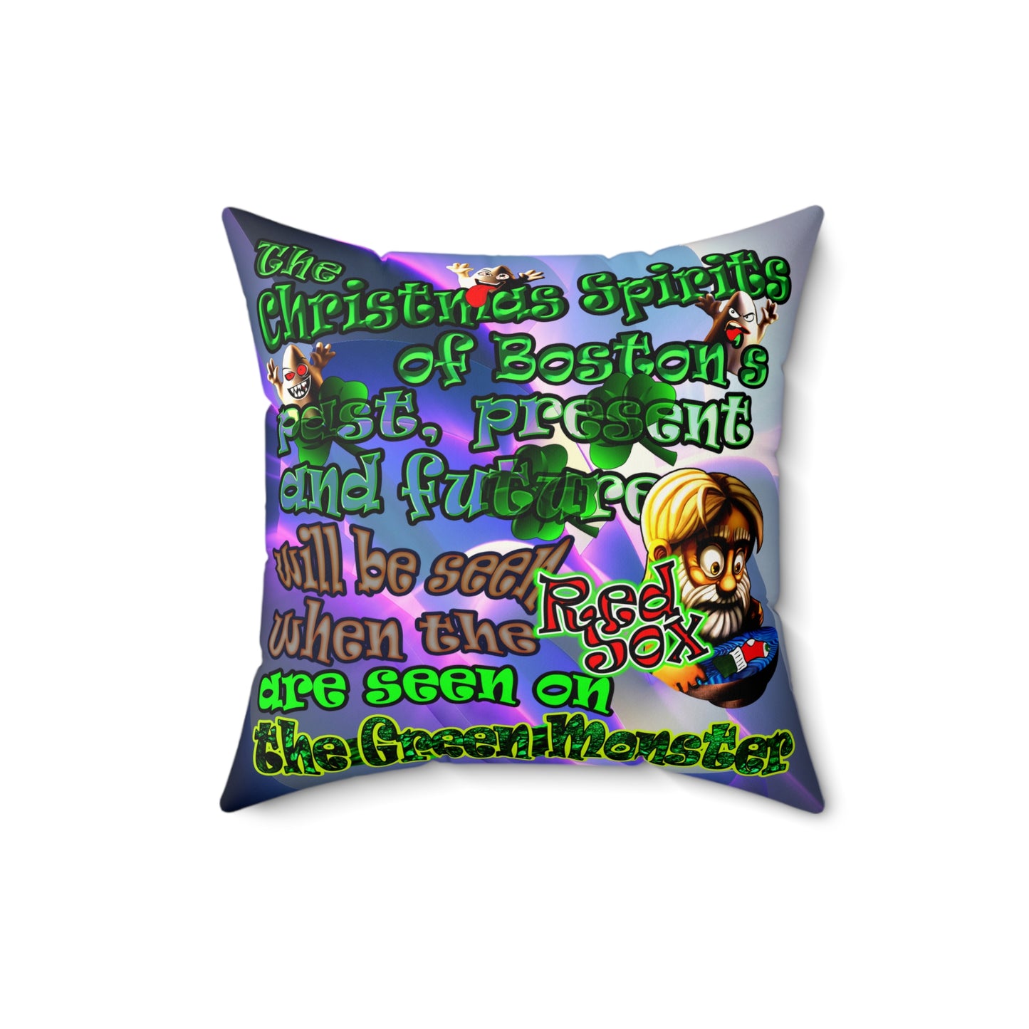 christmas spirits of boston - Faux Suede Square Pillow - (grey-pink wave)