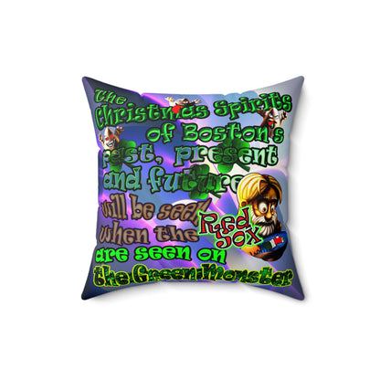 christmas spirits of boston - Faux Suede Square Pillow - (grey-pink wave)