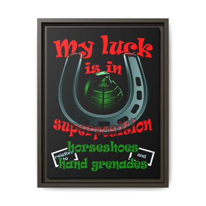 my luck - framed canvas art (black)