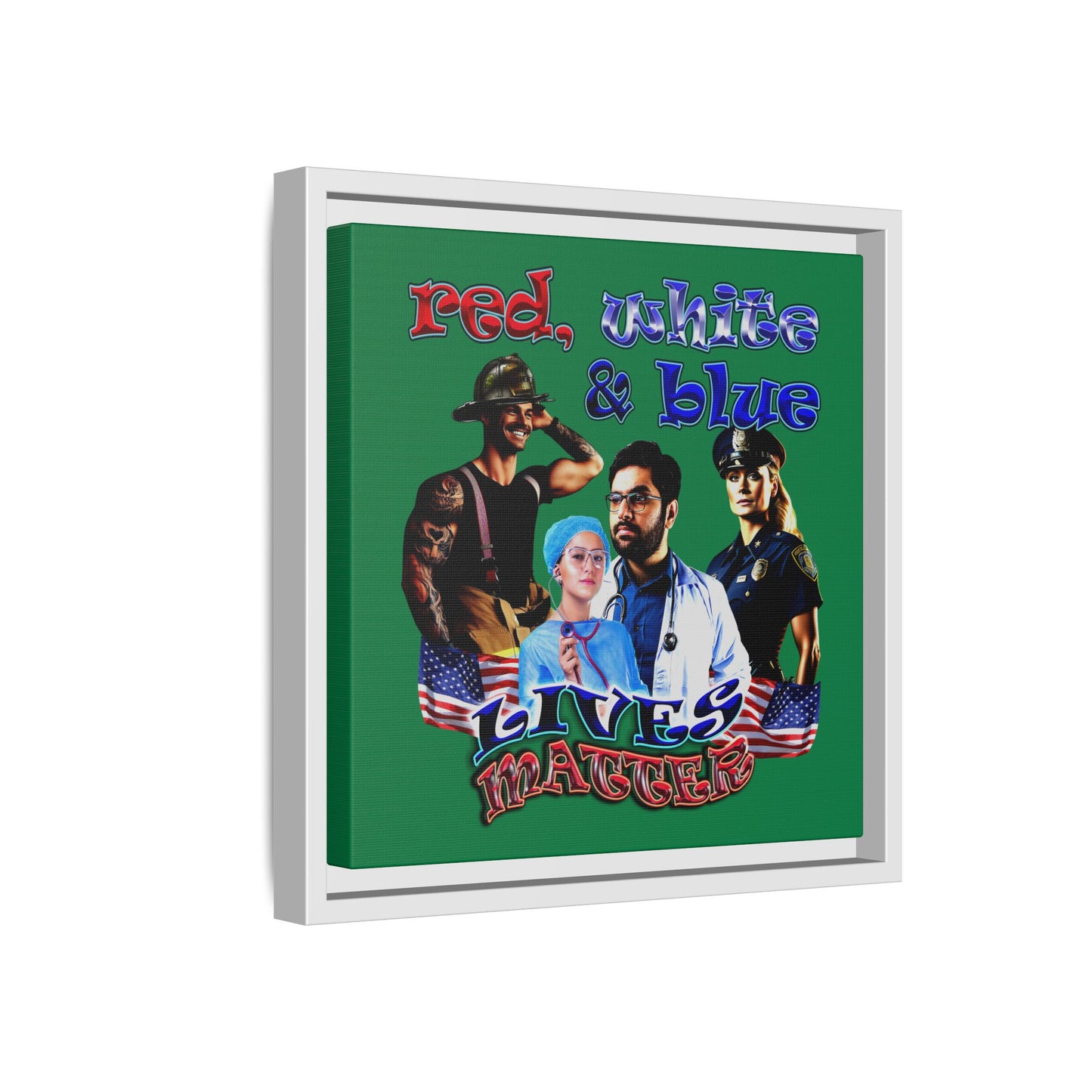 rw&b lives matter - framed canvas art (dark green)