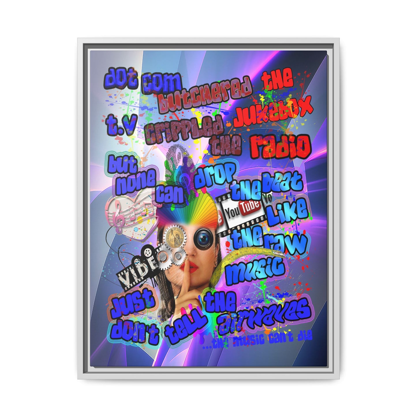 drop the beat - framed canvas art (grey-pink wave)