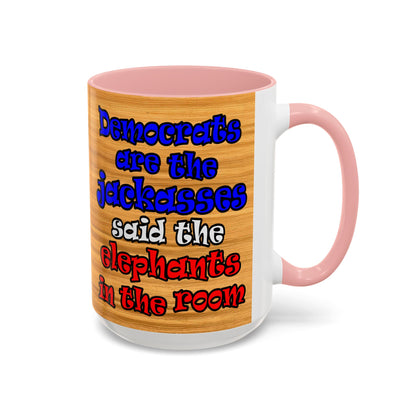 donkeys and elephants - Accent Mug (butterscotch wood finish)