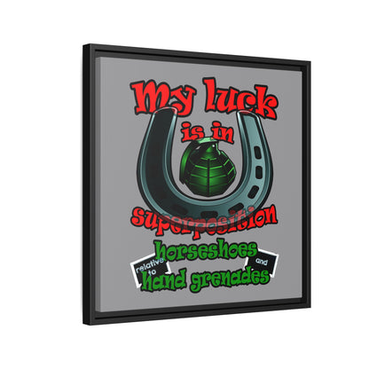 my luck - framed canvas art (grey)