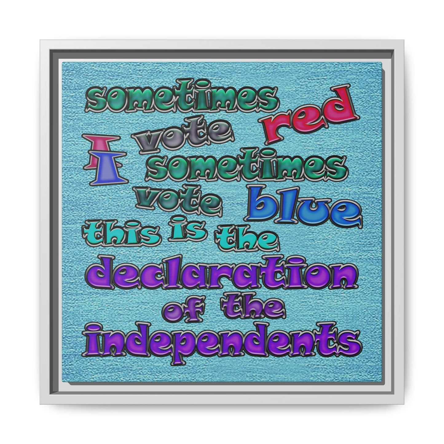 declaration of the independents - framed canvas art (faded blue)