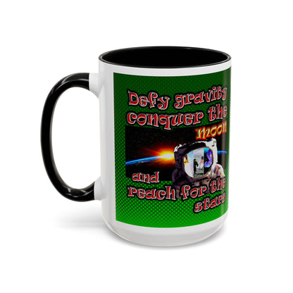 defy conquer reach - Accent Mug (logo green)