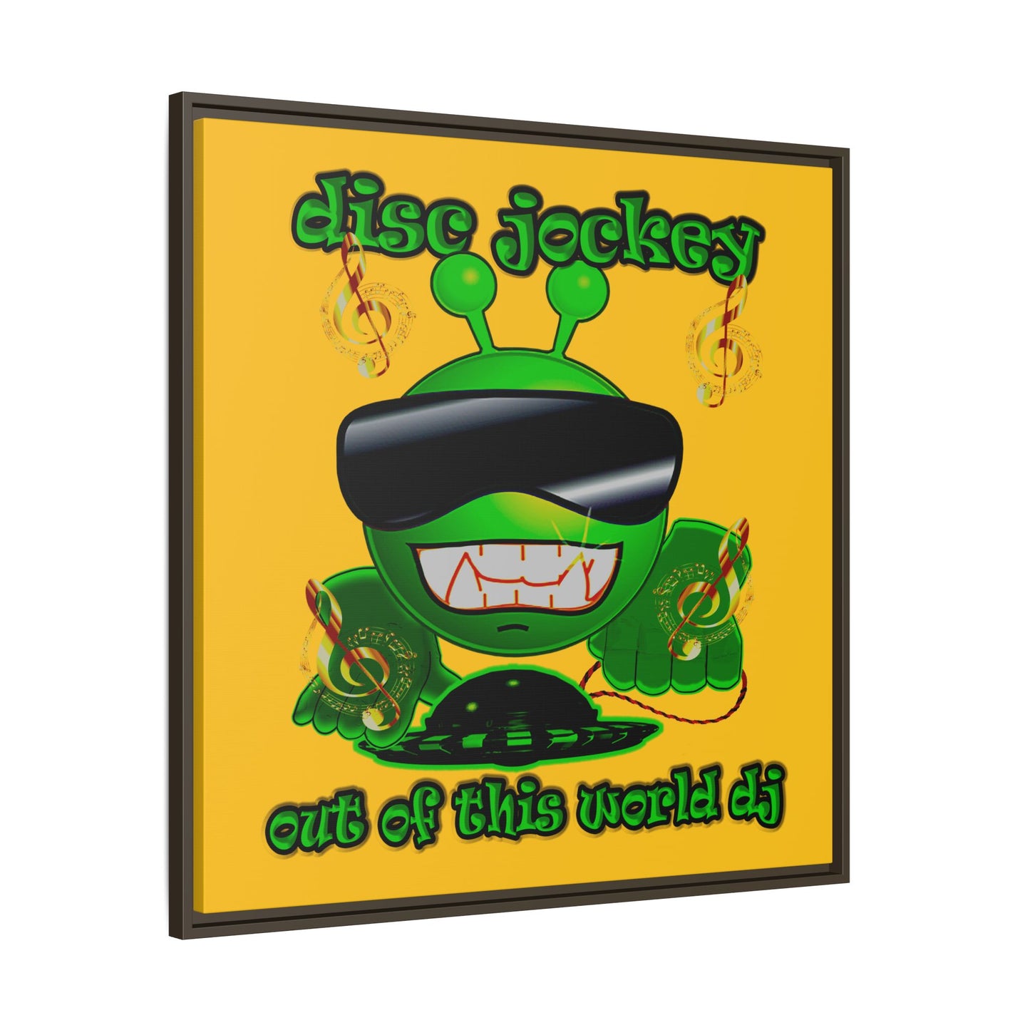disc jockey - framed canvas art (yellow)