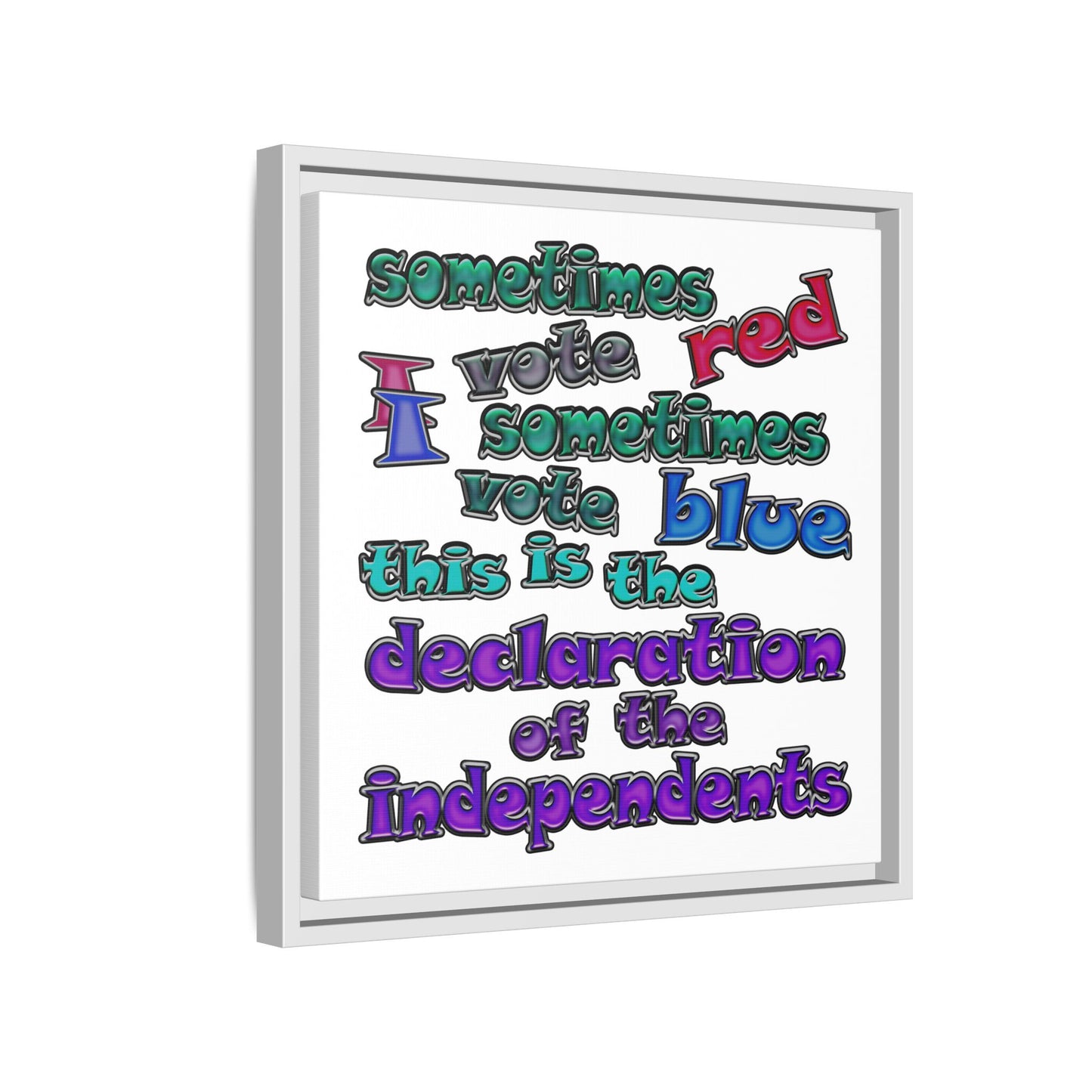 declaration of the independents - framed canvas art (white)