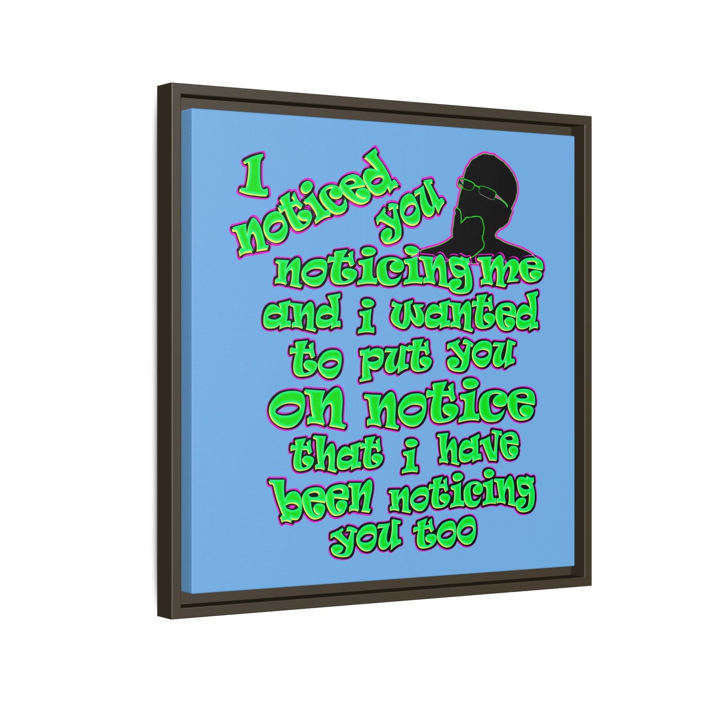 noticed you noticing - framed canvas art (light blue)