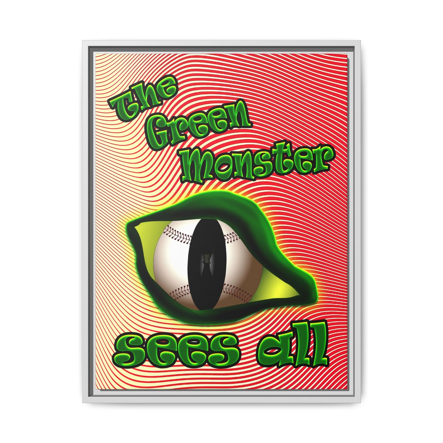 green monster - framed canvas art (yellow-orange wave)