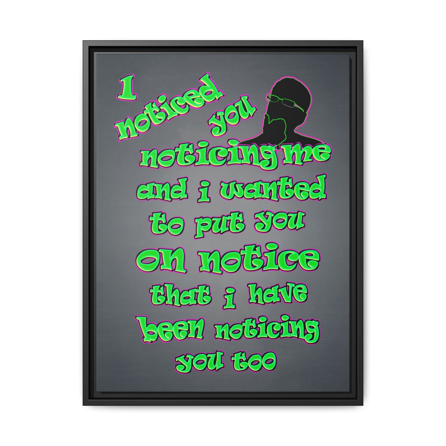 noticed you noticing - framed canvas art (grey-light grey)