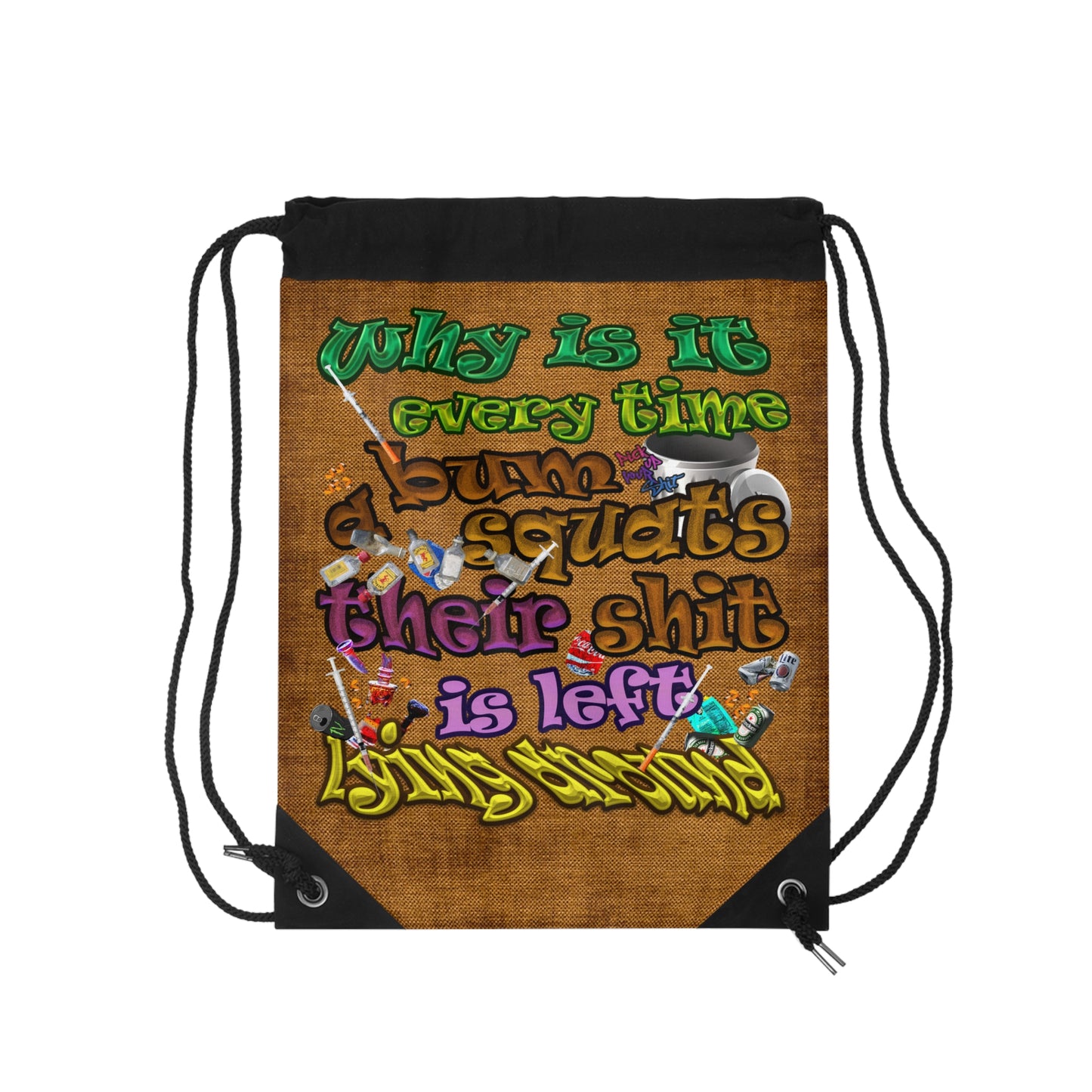 the bum's shit - Drawstring Bag (brown papyrus)