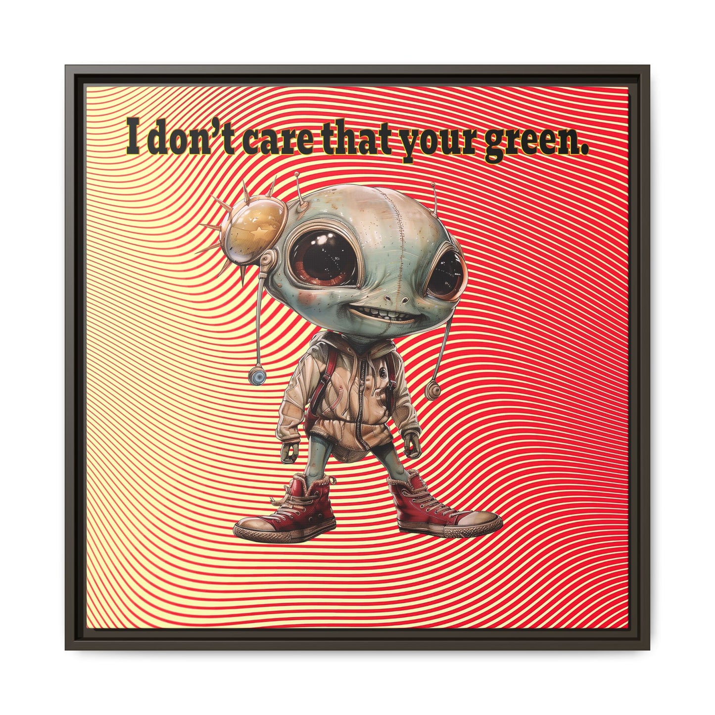 I don't care that your green - framed canvas art (yellow-orange wave)