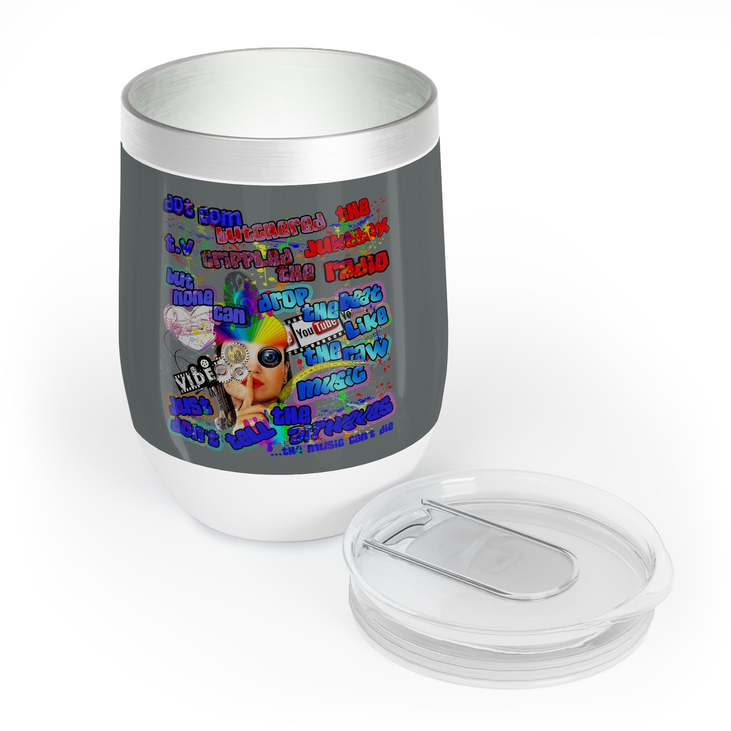 drop the beat - Chill Wine Tumbler (dark grey)