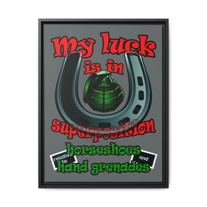 my luck - framed canvas art (dark grey)