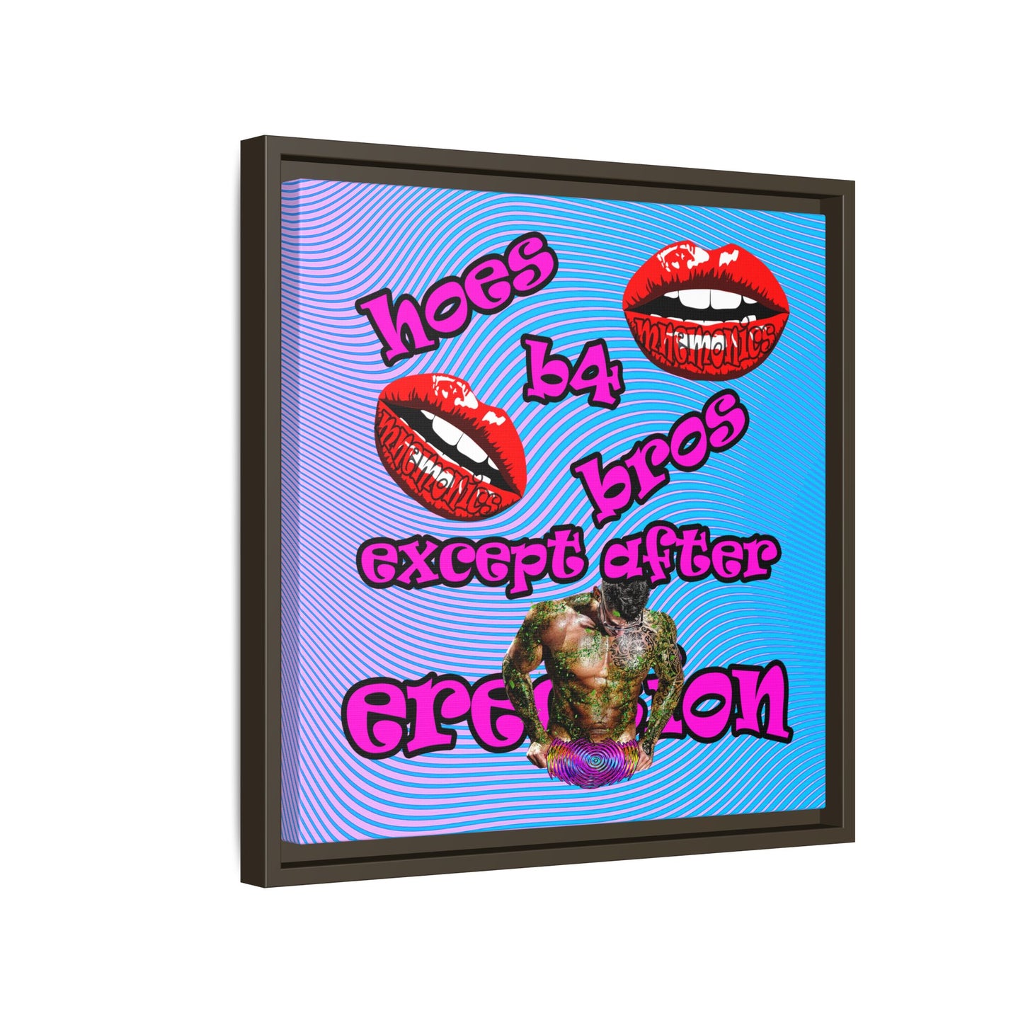 hoes b4 bros - framed canvas art (light blue-purple wave)