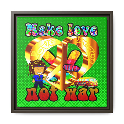 love peace - framed canvas art (logo green)