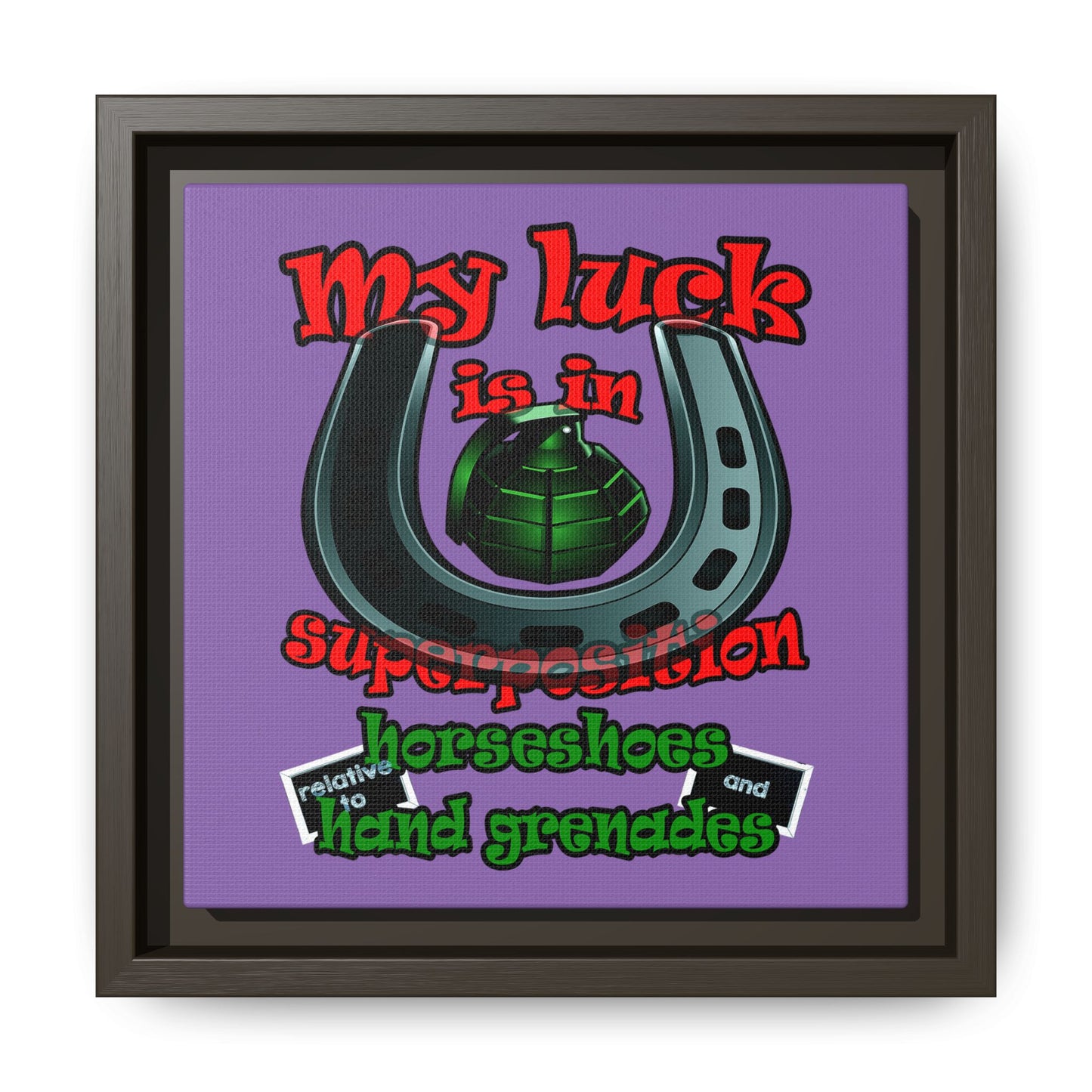my luck - framed canvas art (light purple)