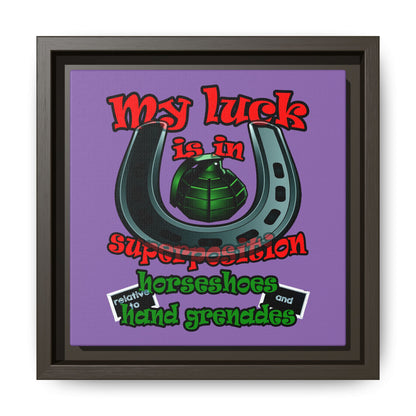 my luck - framed canvas art (light purple)