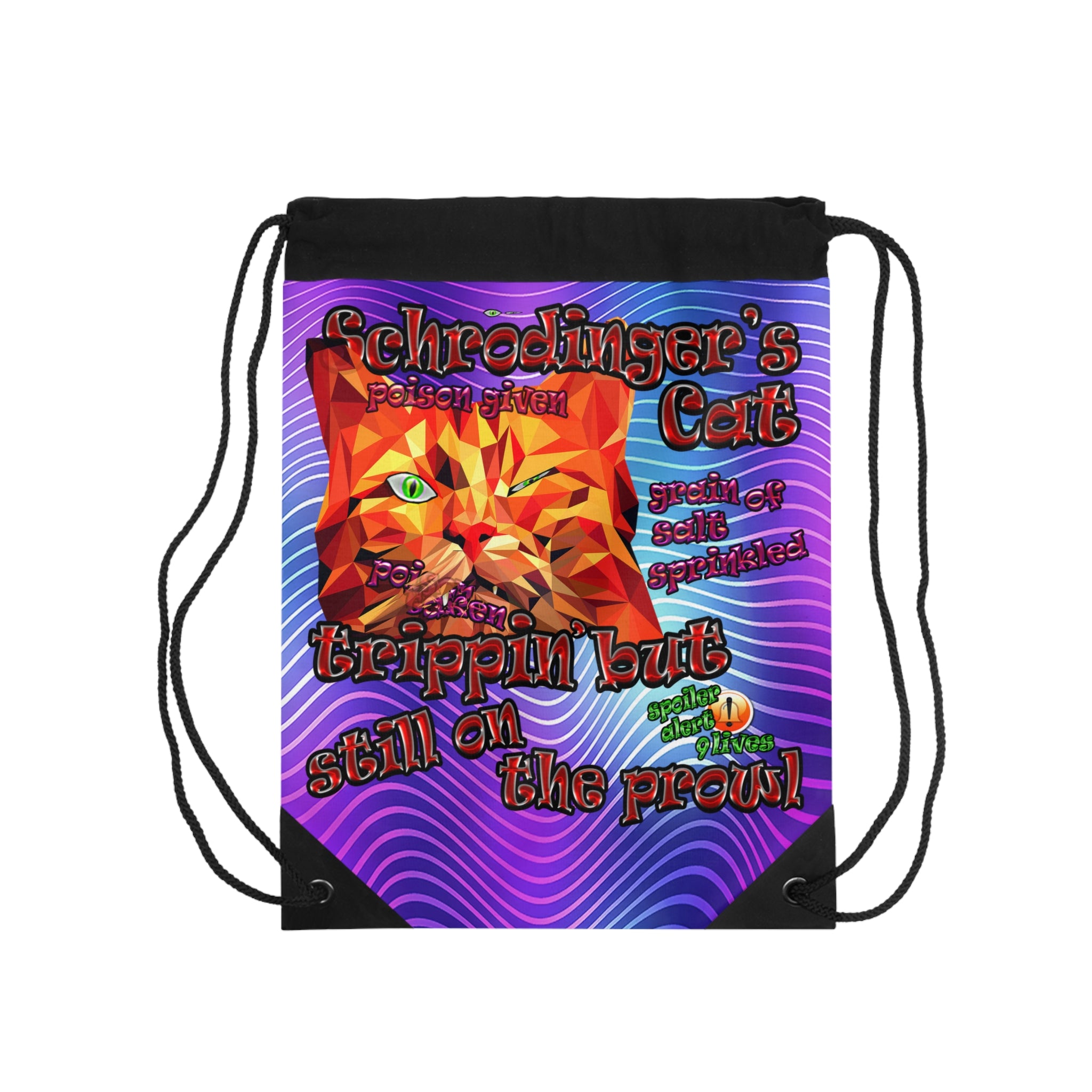 schrodinger's cat - Drawstring Bag (purple wave)