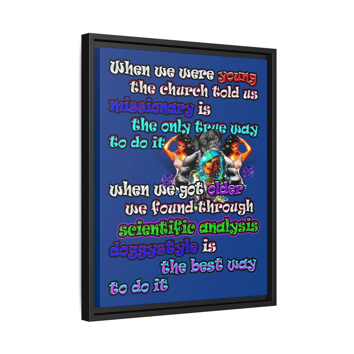 doggystyle - framed canvas art (dark blue)