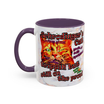 schrodinger's cat - Accent Mug (white marble)