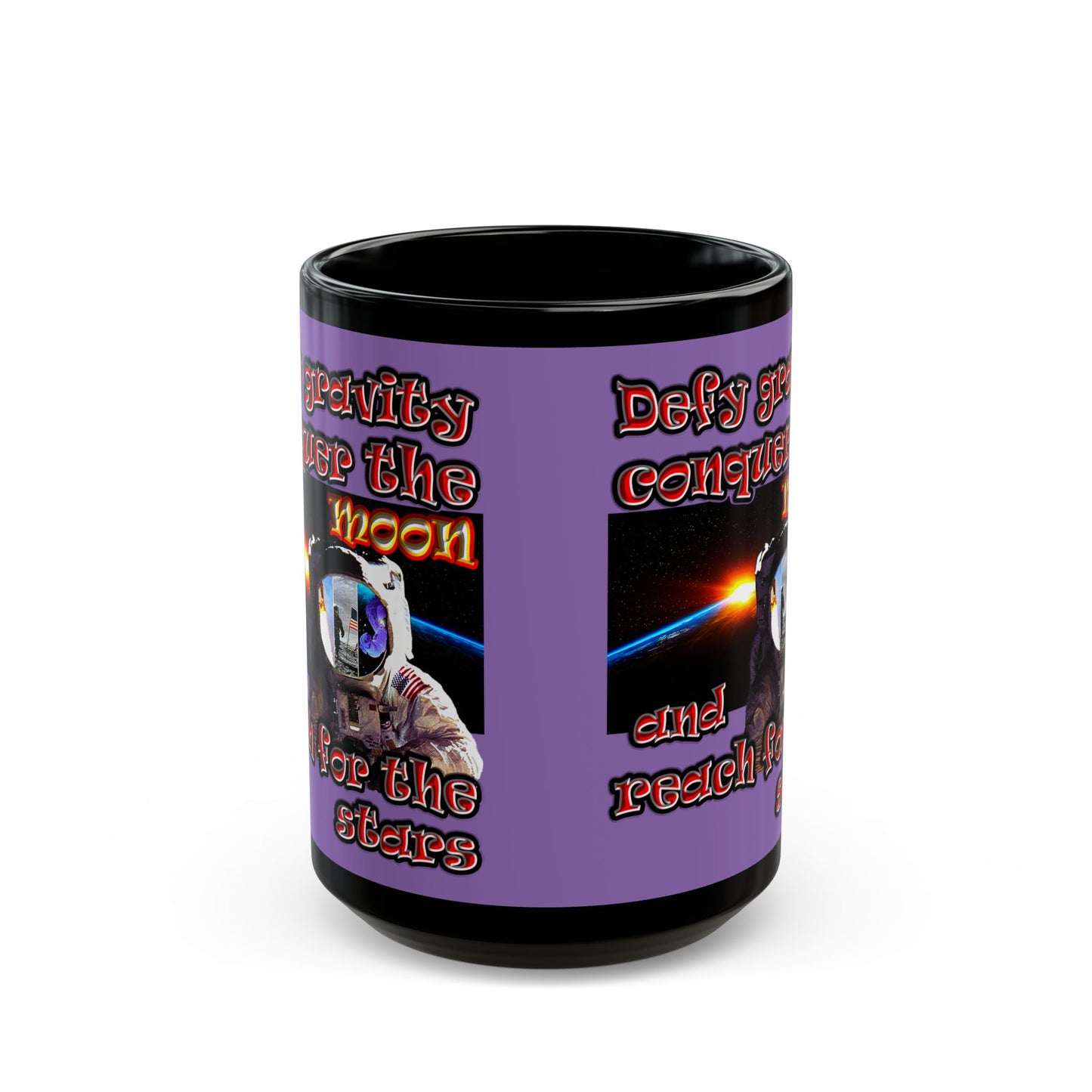defy conquer reach - Black Mug (light purple)